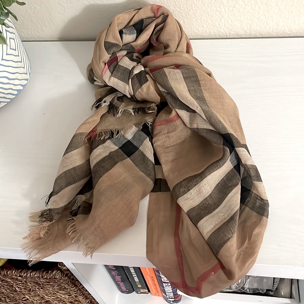Burberry Giant Check Wool/Silk Scarf